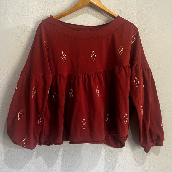 Baevely Tops - Baevely Brand Boho Top - Rust Colored With Embroidery